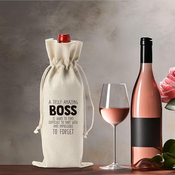 XFW Boss Gifts Wine Bag Boss Day Gifts for Her Him Boss Lady Gifts for Women Men Boss Appreciation Gifts Going Away Gifts for Boss Best Boss Gifts