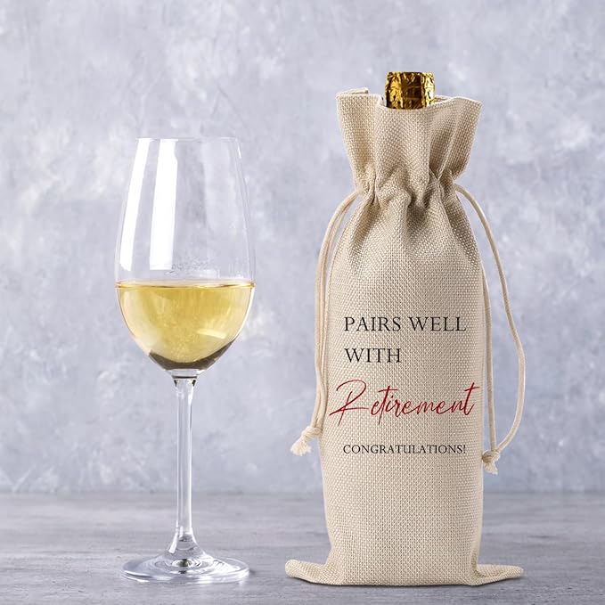 Retirement Gifts for Women, Happy Retired Retirement Gifts for Grandma Teacher Nurse Coworker, Retirement Party Decorations Wine Bag, Pairs Well With Retirement Wine Bottle Bag
