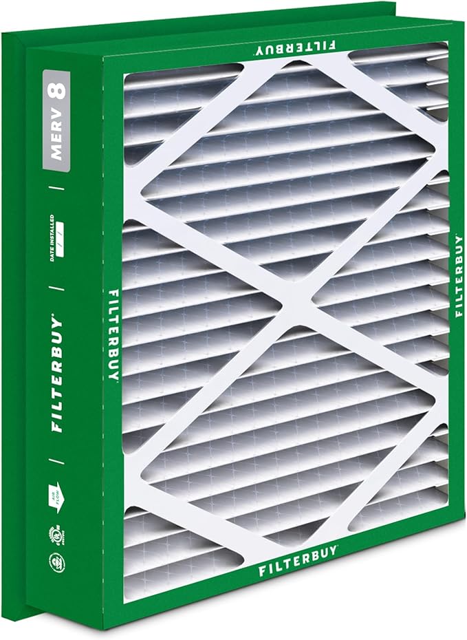 Filterbuy 20x20x5 Air Filter MERV 8 Dust Defense (2-Pack), Pleated HVAC AC Furnace Air Filters Replacement for Honeywell Return Grille FC40R1003 (Actual Size: 18.38 x 18.38 x 3.69 Inches)