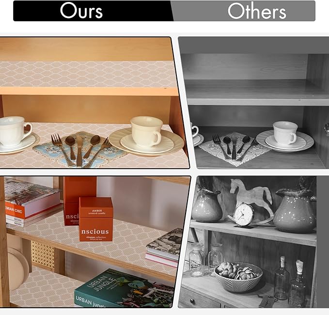 Cooyes Shelf Liner – Non-Slip Shelf Liners for Kitchen Cabinets – Waterproof Shelf Paper with Modern Pattern – Durable EVA Cabinet Liners