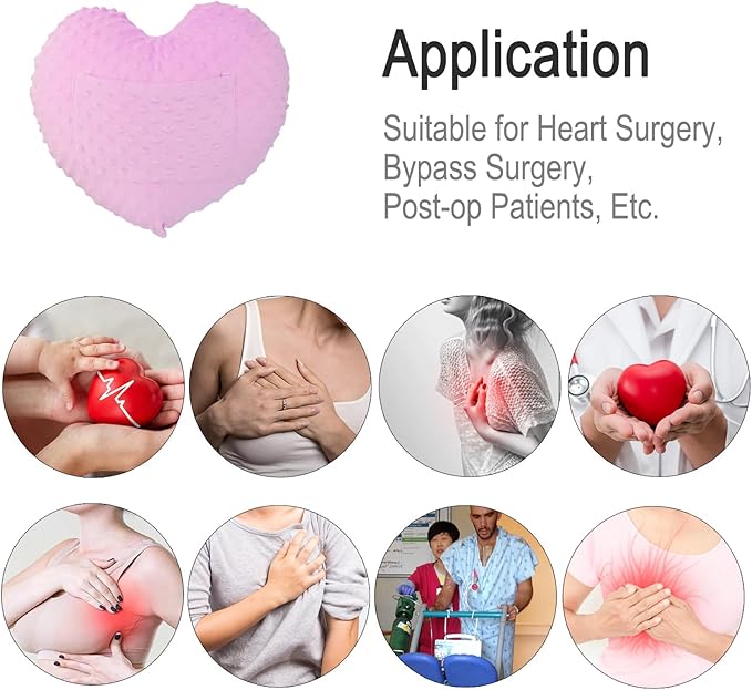 Heart Surgery Pillow for Open Heart Surgery After Bypass Coughing with Pocket Comfort Cushion Recovery Gifts Women Men Patients Minky Dot Lavender