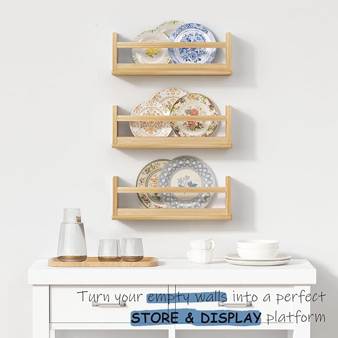 Wooden Wall Bookshelf for Kids Room, Natural Wood Floating Nursery Book Shelves for Baby Toddler Child Bedroom, Cute Wall Mount Bookshelves for Teen Girls Boys Closet Classroom Library