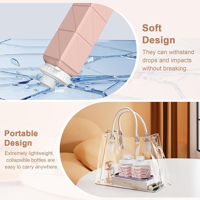 Collapsible Water Bottles 2 pack Travel Water Bottle Portable Hiking Water Bottle Leakproof Reusable BPA Free Silicone Water Bottles Durable Lightweight Bottle for Travel Camping Gym Sports