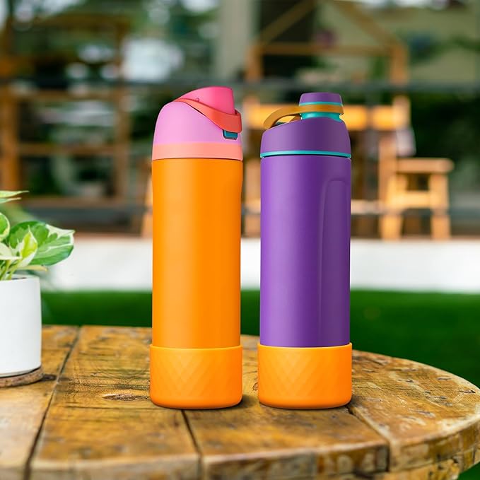 2PCS Silicone Water Bottle Boot for Owala 24oz 32oz 40oz, Anti-Slip Protective Sleeve Bottom Bumper Protector for FreeSip, Twist, and Flip Stainless Steel Water Bottles