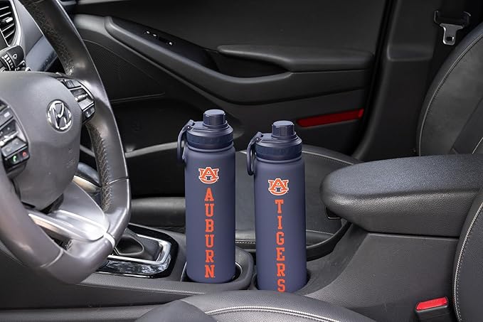 Auburn Tigers Water Bottle - Navy Blue Double Walled Stainless Steel 24 oz Keeps Drinks Cold or Hot