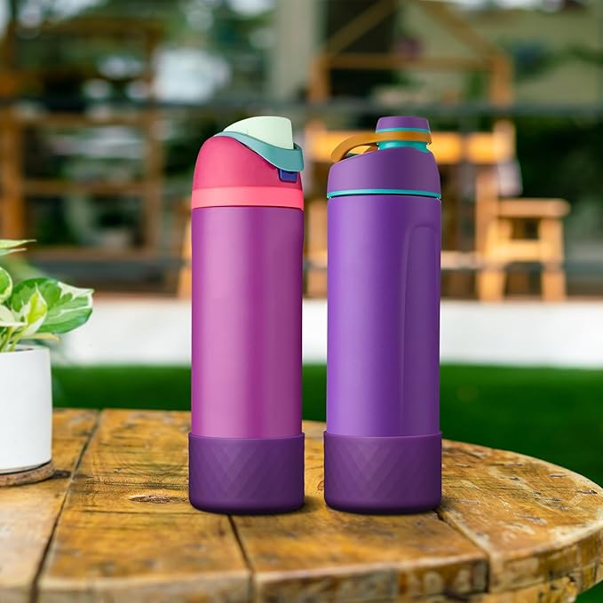 2PCS Silicone Water Bottle Boot for Owala 24oz 32oz 40oz, Anti-Slip Protective Sleeve Bottom Bumper Protector for FreeSip, Twist, and Flip Stainless Steel Water Bottles