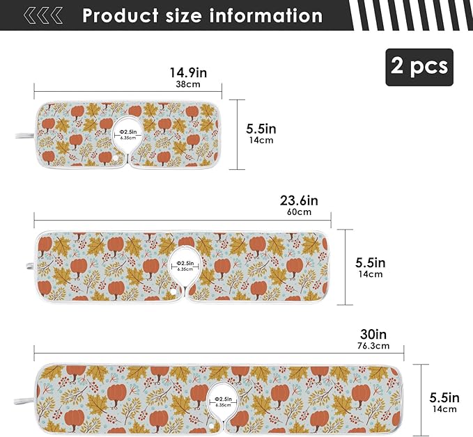 Fall Pumpkin Faucet Sink Mat for Kitchen 2 Pack Autumn Maple Leaves Sunflower Berry Bathroom Drying Mat Absorbent Splash Water Catcher Mats Microfiber Cloth Drip Protector Splash Pad 14x5 Inches