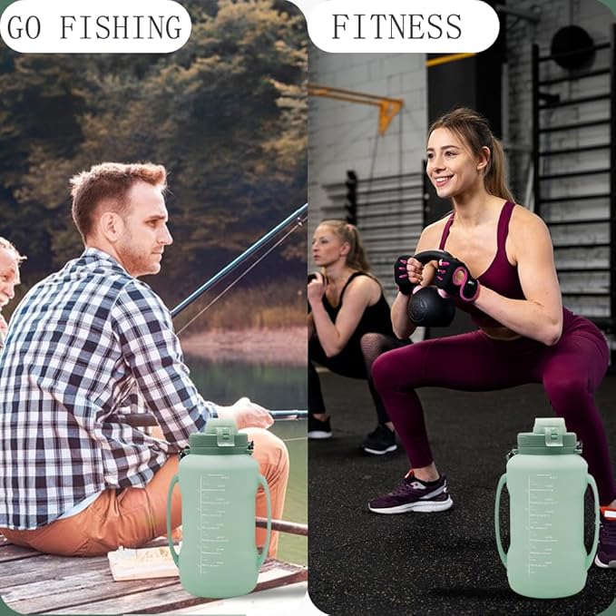 64oz Foldable Silicone Water Cups with Straw, BPA Free, for Outdoor Sports Water Bottle (Green)