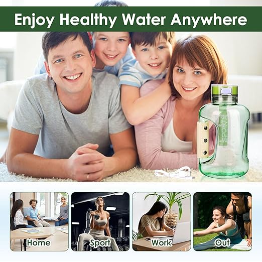 Hydrogen Water Bottle, 50 OZ Portable Hydrogen Water Bottle Generator Machine Hydrogen Rich Ion Hydrogen Water Ionizer for Home Sport Travel Exercise Gift (Green)