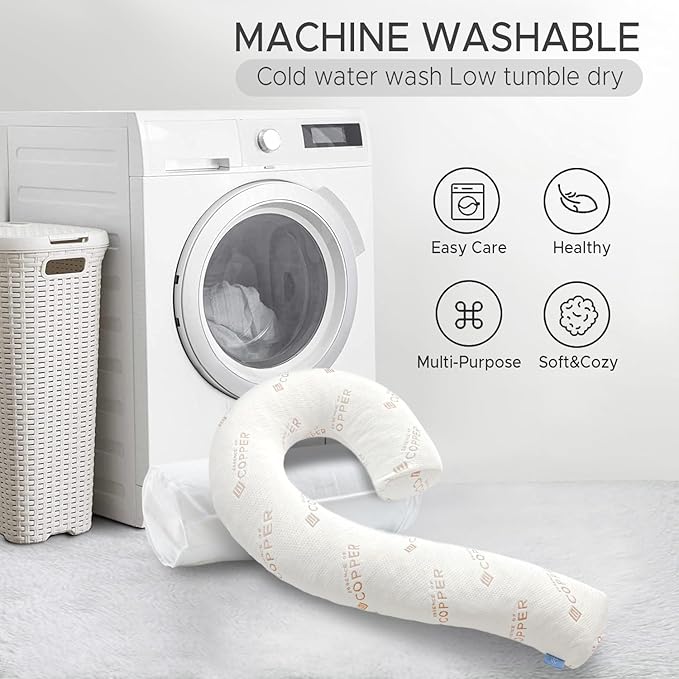 Body Pillow for Adults - Soft Long Bed Pillows Insert for Sleeping - Shredded Memory Foam and Removable Washable Cover - Swan Shaped Side Sleeper Pregnancy Pillow 49 Inch (Copper Color)