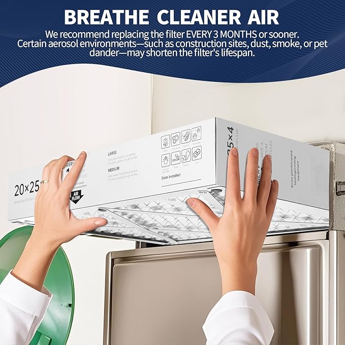 20x25x4 AC Furnace Air Filter Compatible with Honeywell FC100A1037, MERV 11 HAVC Filter Replacement, Actual Size:19.94" x 24.86" x 4.38", Pack of 3