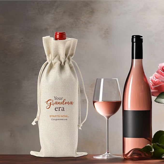 Grandma Wine Bag, New Grandma Gifts, Grandma to Be Gifts, Pregnancy Baby Announcement Gifts for Grandma, Your Grandma Era Starts Now Wine Bag