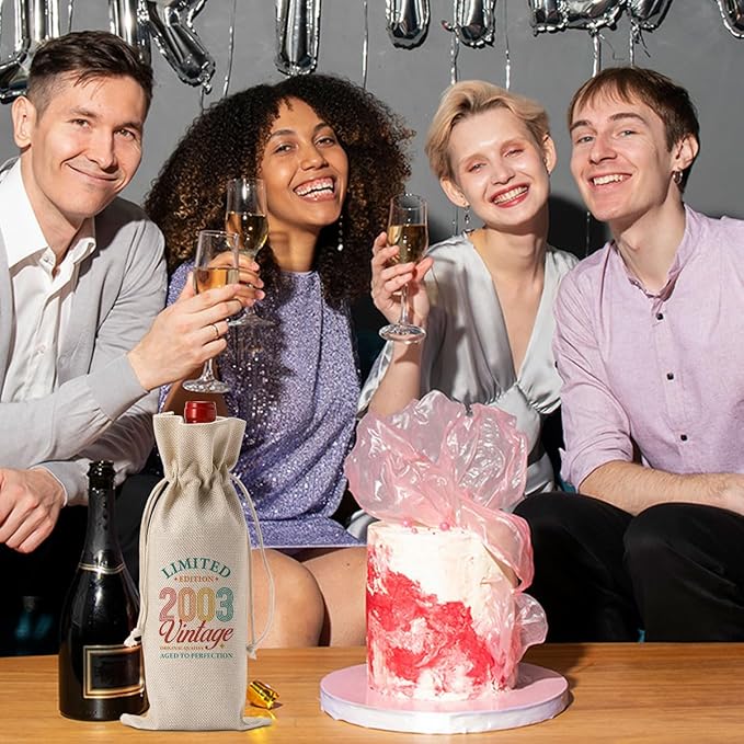 PKW Funny 21st Birthday Wine Bag Decorations for Her Women, 21st Birthday Gifts Wine Bag, 21 Year Old Birthday Gift Anniversary Favors, Wine Gift Bag 21st Birthday Gifts