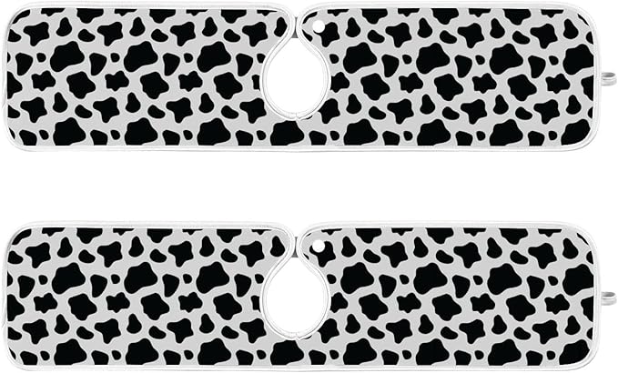 Kitchen Faucet Absorbent Mat,Cow Print Water Splash Guard for Sink, Faucet Drip Catcher Thicken Sponge Microfiber Faucet Water Catcher Mat Sink Absorbent Mat for Kitchen 14x5in 2 Pack