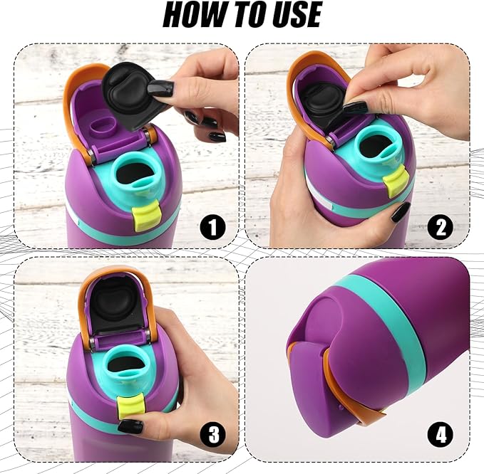 4pcs Water Bottle Seal Circle & 4pcs Replacement Stopper, Silicone O Circle Rubber Lid Gasket Parts for Owala Free Sip 19oz 24oz 32oz 40oz, Cap Mouth Plug Gasket Accessories, BPA-Free (Black)