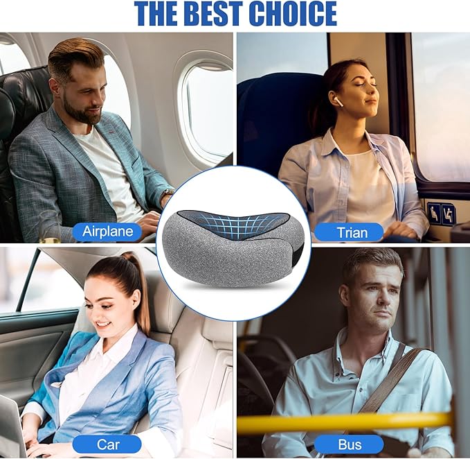 Neck Pillow for Traveling, Soft Airplane Neck Pillow, Memory Foam Travel Neck Pillow, 2024 New Neck Support Travel Pillow for Long Flight, Adjustable Full Surrounding Stowable U-Shaped