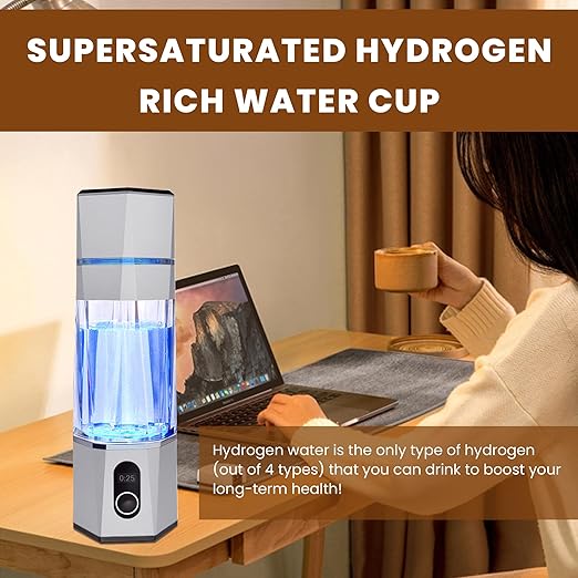 Hydrogen Water Bottle Generator, High-Efficiency Hydrogen Water Machine Up to 5000 PPB, Hydrogen Water Bottle for 99.99% Pure Hydrogenated Water, SPE/PEM,OLED (Silver), zbfc1SILVER