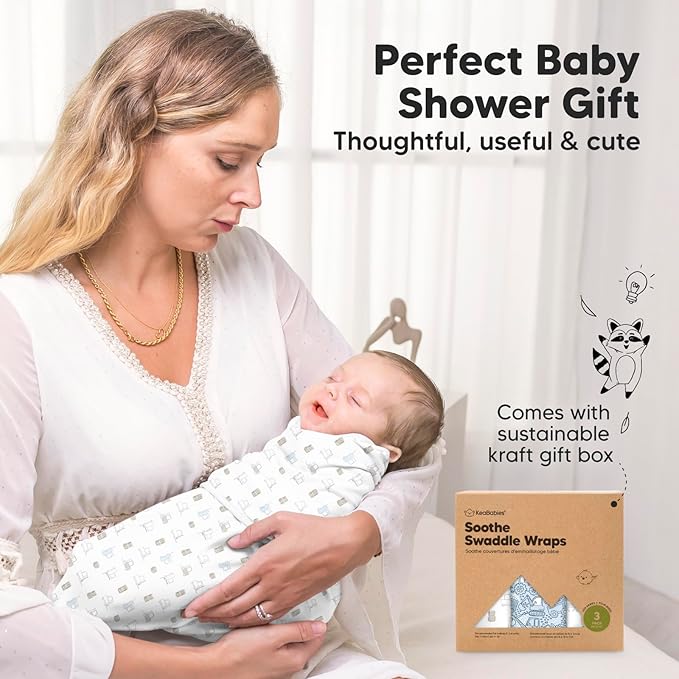 3-Pack Organic Baby Swaddle Sleep Sacks - Newborn Swaddle Sack, Ergonomic Baby Swaddles 0-3 Months, Swaddles for Newborns, Baby Sleep Sack, Baby Swaddle Blanket Wrap, Baby Essentials (Excavation)