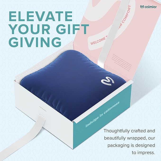 Calmier - 6 lb Sensory Weighted Pillow - Glass Bead Filled Hug Pillow - Ultra Plush Cozy Weighted Pillows for Adults and Kids - Child Sensory Pillow - Weighted Lap Pad (Blue - Minky, 6 LBS)