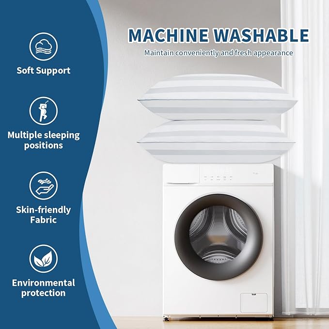 Queen Size Bed Pillows Set of 2 - Premium Down Alternative Cooling Pillows for Side, Back, and Stomach Sleepers Hotel Quality Breathable Skin-Friendly,20 x 30 Inches