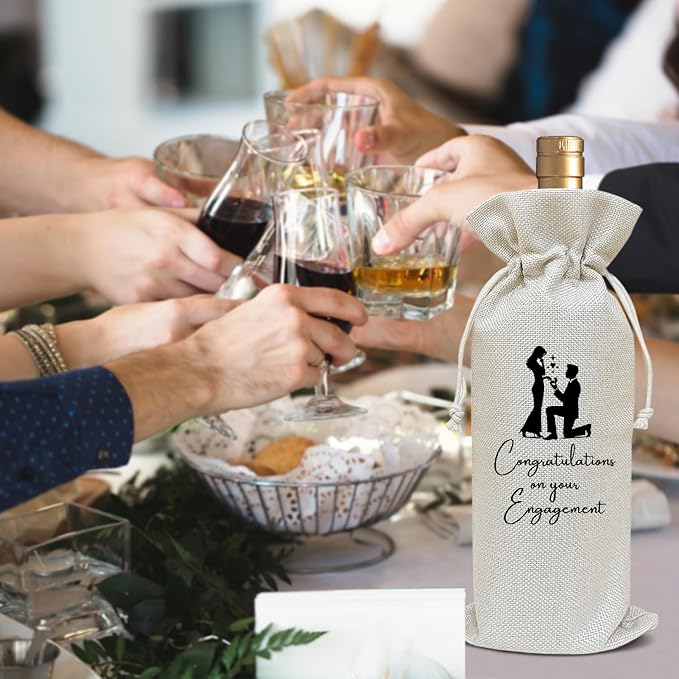 Engagement Wine Bag Engagement Gifts for Couples, Gifts for Newly Engaged Couples Wedding Gift for Bride-to-be Groom-to-be Honeymoon Gifts Bridal Shower Party Favor /17