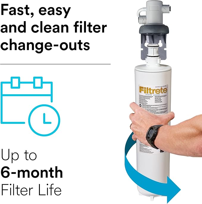 Filtrete Advanced Under Sink Quick Change Water Filtration Filter 3US-PF01, for use with 3US-PS01 System, 1 Count (Pack of 1), White