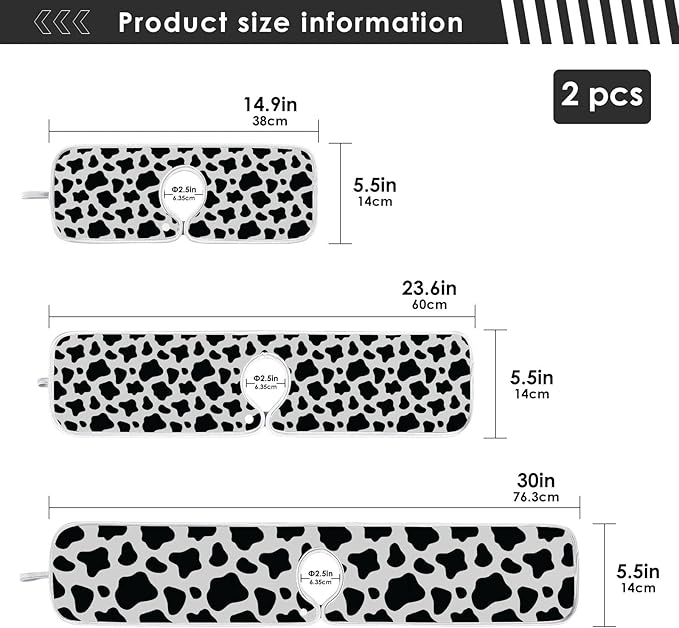 Kitchen Faucet Absorbent Mat,Cow Print Water Splash Guard for Sink, Faucet Drip Catcher Thicken Sponge Microfiber Faucet Water Catcher Mat Sink Absorbent Mat for Kitchen 14x5in 2 Pack