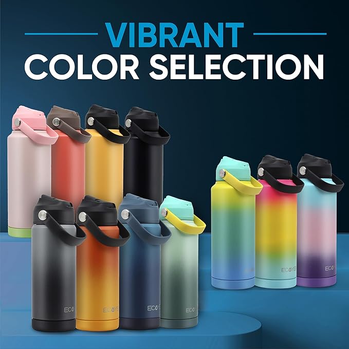 Water Bottles 18oz, Insulated Water Bottle with Straw - Stainless Steel Reusable Metal Water Bottle, Silicone Boot, Carry Handle, Double Wall Vacuum Leak Proof Tumbler for Traveling, Hiking, Gym