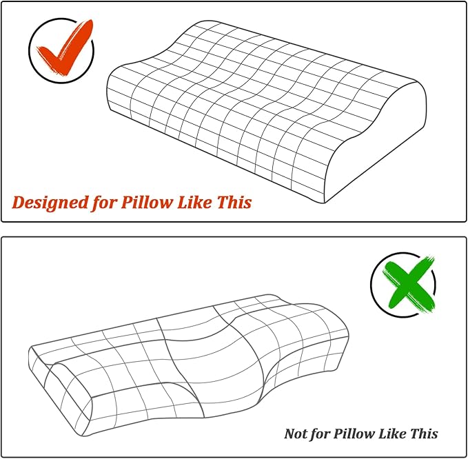 HOMBYS Satin Pillow Case for Contoured Support Pillow (DO NOT Include Pillow) -Zippered Pillow Cover for Neck Pillow for Cervical 1 Pack-Silky, Smooth and Breathable, Standard