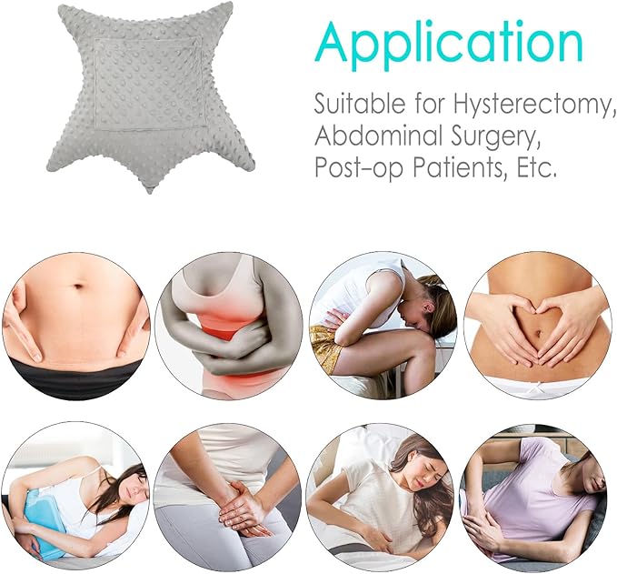 Star Hysterectomy Pillow Abdominal Recovery Pillows for C-Section Tummy Tuck Lumpectomy Myomectomy Belly Surgery Must Haves Shock Absorbing Cough Cushion Patients Gifts Minky Dot Gray