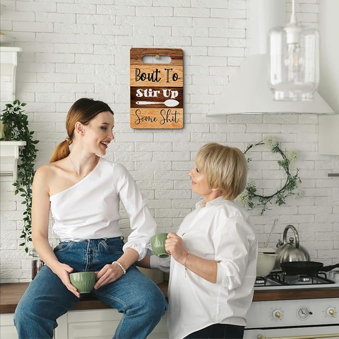 Funny Cutting Board Gifts, Wood Cutting Boards for Kitchen, House Warming Gifts New Home, Kitchen Wall Art, Christmas Birthday Gifts for Women Mom Grandma 8 x 12 Inch