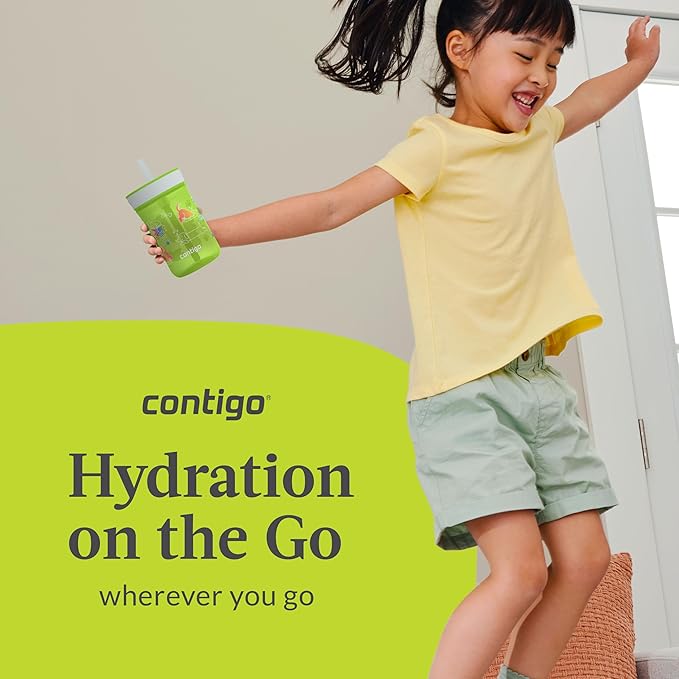 Contigo Leighton Straw Tumbler, 14 oz, Cool Lime (Dogs)