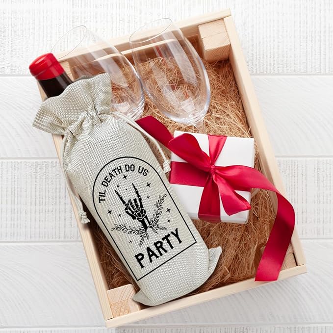 Engagement Wine Bag, Engagement Gift for Couples Friends Bestie Sister Coworkers, Bridal Shower Wine Gift Bag, Party Favor Wine Champagne Gift Bag With Drawstring -22