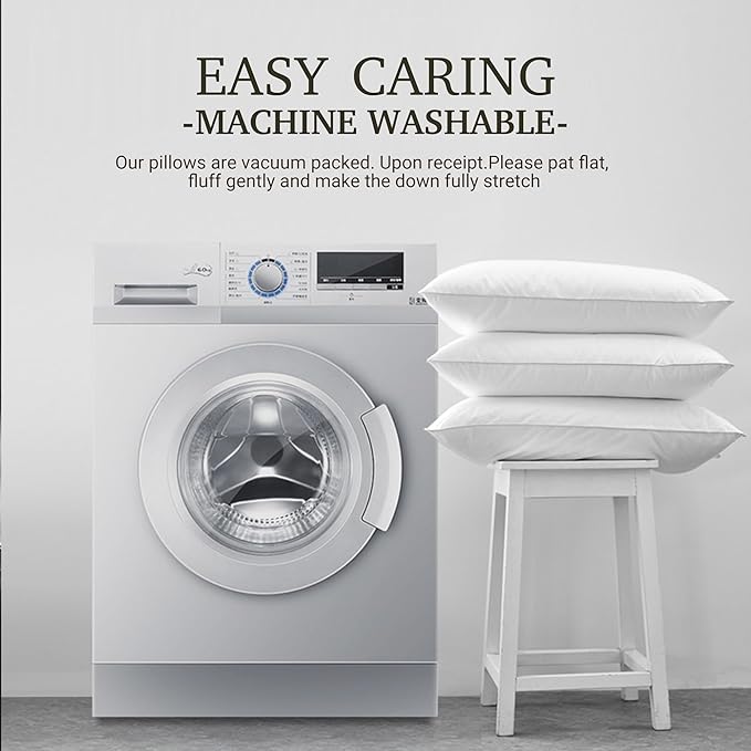 Hotel Grand Luxury White Goose Feather Down Pillow Medium Firm Hypoallergenic Bed Pillow King Size Upgrade Hotel Collection Fluffy Pillow for Sleeping, 36"x20",1 Pack