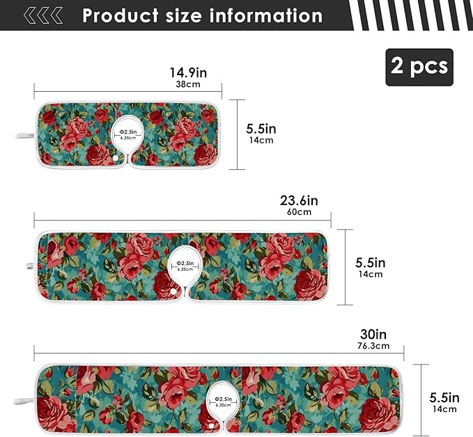 Kitchen Faucet Absorbent Mat, Rose Water Splash Guard for Sink, Faucet Drip Catcher Thicken Sponge Microfiber Faucet Water Catcher Mat Sink Absorbent Mat for Kitchen 14x5in 2Pack