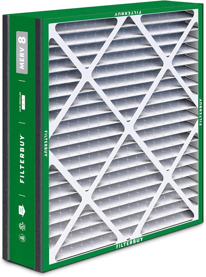 Filterbuy 20x25x5 Air Filter MERV 8 Dust Defense (2-Pack), Pleated HVAC AC Furnace Air Filters for Trion Air Bear, Generalaire, Skuttle, and More (Actual Size: 19.63 x 24.13 x 4.88 Inches)