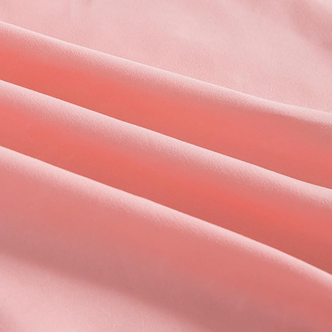 Bed Skirt Twin Size Ruffled Bed Skirt with Split Corners, 18 Inch Drop Dust Ruffle Bed Skirt with Platform, 18 Inch, Blush, Twin Size