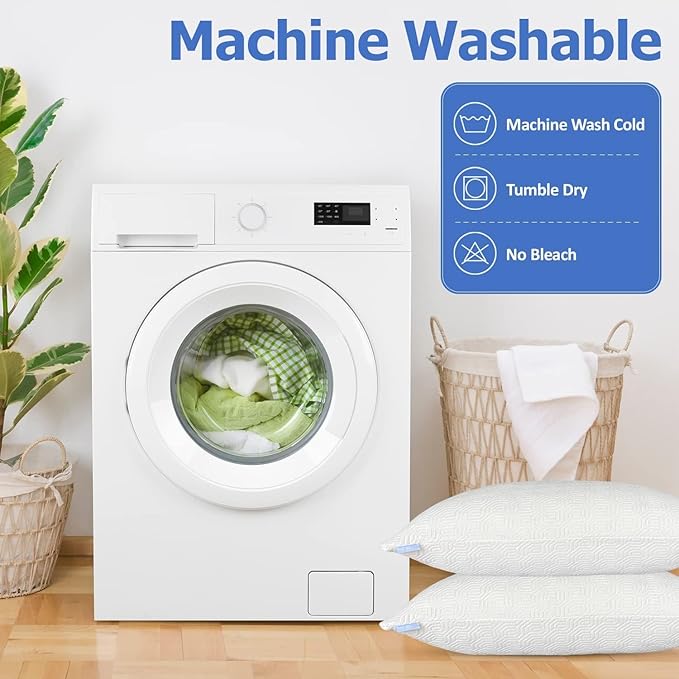 Queen Size Rayon Derived from Bamboo Pillows for Sleeping, Cooling Shredded Memory Foam Pillow Sets for Back, Side, Stomach Sleepers, Adjustable, Removable Cover, Queen (Pack of 1)