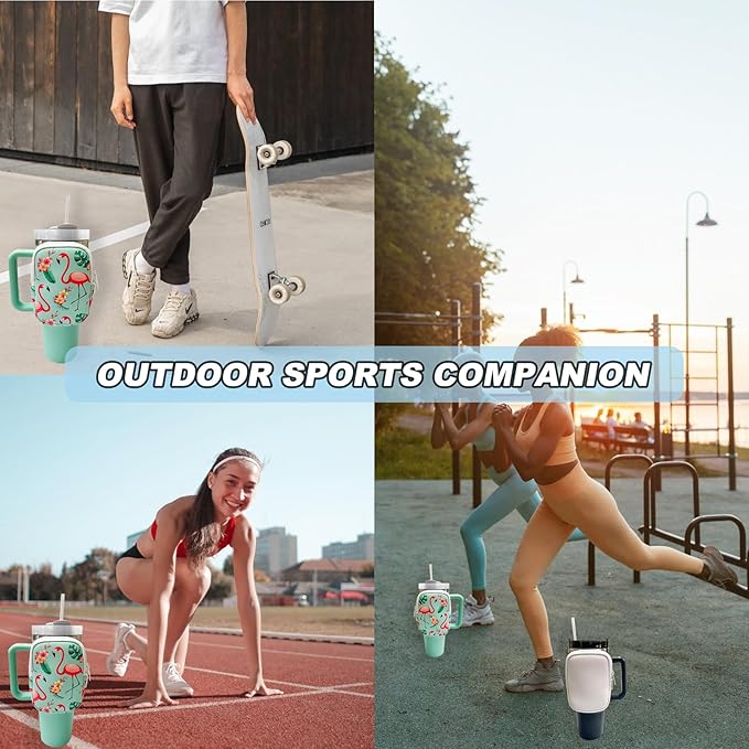 Water Bottle Pouch For Stanley Quencher Adventure 40oz & Stanley IceFlow 20oz 30oz,tumbler pouch with Pocket, for Keys, Wallet, Cards, Earphone,Compact, Versatile (GREEN)