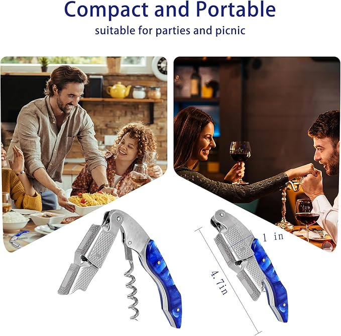 Wine Opener 2 Pack, Professional Wine Bottle Opener, Stainless Steel Wine Key Manual Waiters Corkscrew Wine Opener for Servers Bartender