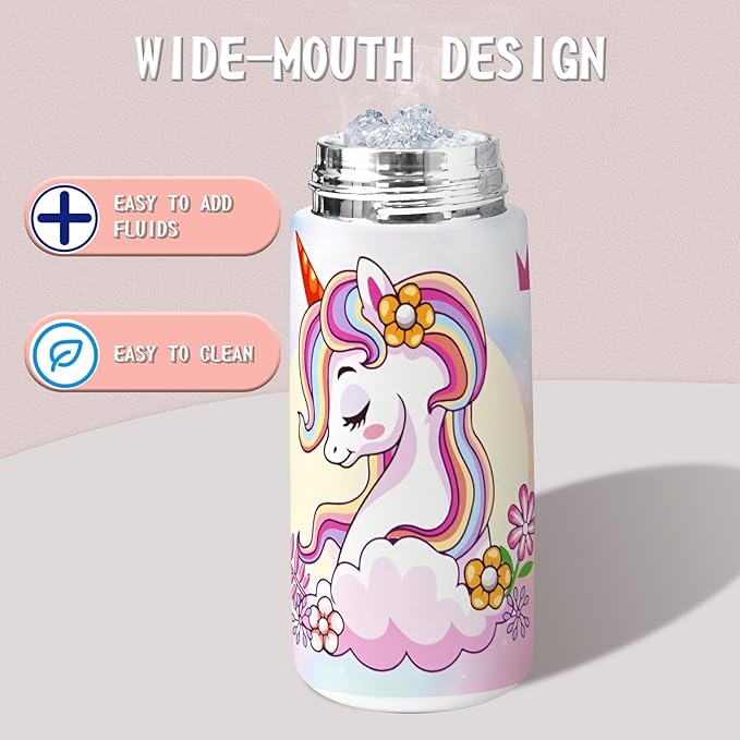 Kids Insulated Water Bottle with Covered Pop-Up Straw,16oz Kids Cups with Stainless Steel Leak Proof for School Boys Girls(3-Cat)