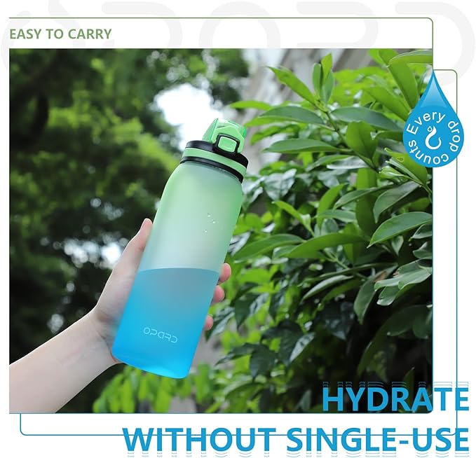 Opard 30oz Sports Water Bottle with Leak Proof Flip Top Lid BPA Free Tritan Reusable Plastic for Gym and Outdoor