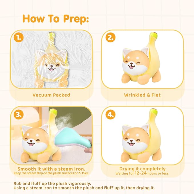 Shiba Inu Plush Stuffed Animals, Cute Dog Plushies Stuffed Pillow, Soft Banana Dog Stuffed Toy, Hugging Plush Toy for Kids & Adults