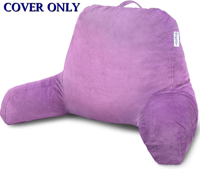 ComfortSpa Reading Pillow Replacement Cover for 19 inch Back Rest Pillow, Polyester Velour Machine Wash and Dry (Lavender)