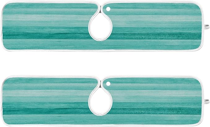 Kitchen Faucet Absorbent Mat,Teal Turquoise Green Wood Water Splash Guard for Sink, Faucet Drip Catcher Thicken Sponge Microfiber Faucet Water Catcher Mat Sink Absorbent Mat for Kitchen 14x5in 2 Pack