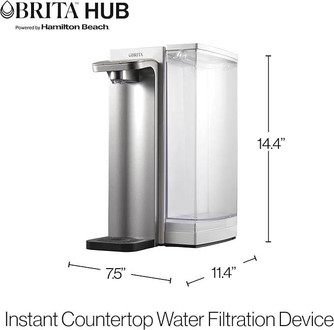 Brita Hub Instant Powerful Countertop Water Filter System, Reduces 70+ Contaminants, 12 Cup Water Reservoir, Includes 6 Month Carbon Block Filter, White, 87340
