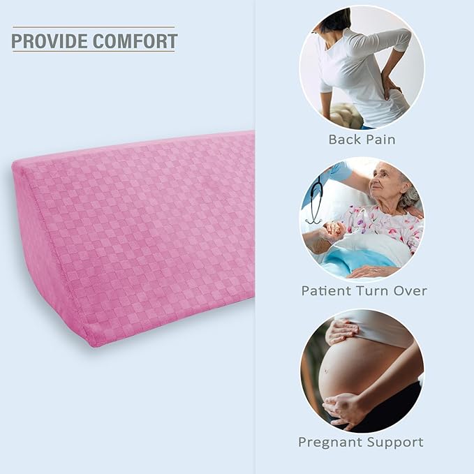 Side Wedge Pillow for Sleeping, Body Positioner for Back, Body Wedge Pillow for Side Sleeping, Body Position Side Wedge Pillow,Back Wedge Pillow for Side Sleepers (Pink-Checker)