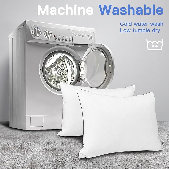 Airensky Goose Down Pillow, Bed Sleeping Hotel Collection Pillows Set of 2 King Size, 100% Organic Cotton Fabric, Breathable and Skin-Friendly for Back, Stomach or Side Sleepers (White, 20"x36")