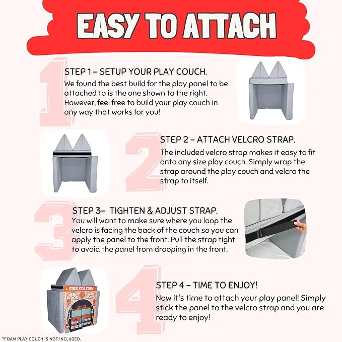 Play Panel for Childrens Foam Sofa Kids Couch (Firehouse)