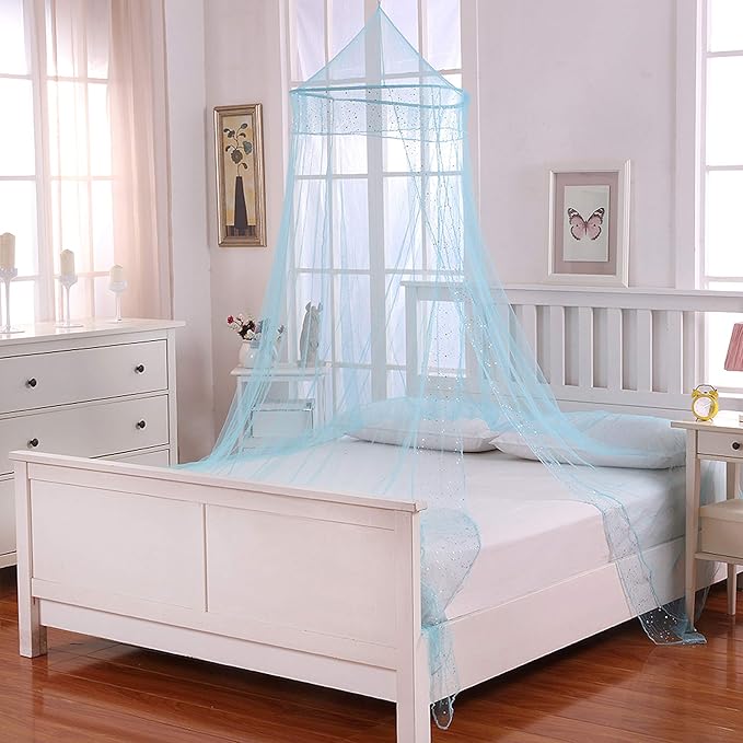 Cotton Loft Galaxy Kids Collapsible Hoop Sheer Bed Canopy, One Size, Blue